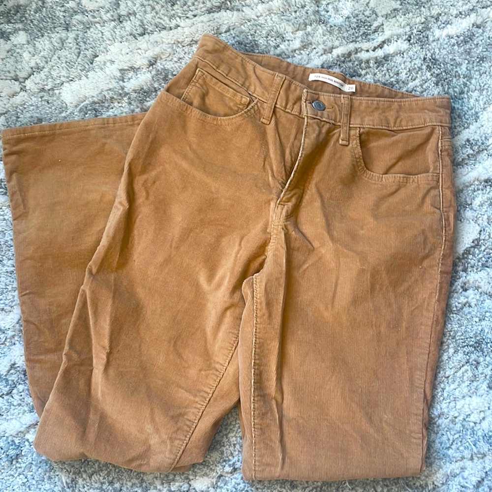Levi’s 725 High Rise Bootcut corduroy pants, khaki, size 28